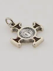 Saint Benedict Metal Cross Pendant - Brown - 2 cm
