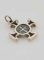 Saint Benedict Metal Cross Pendant - Brown - 2 cm