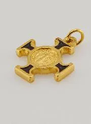 Saint Benedict Golden Cross Pendant - Brown - 2 cm
