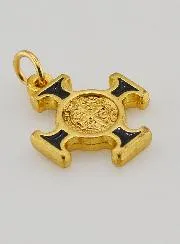 Saint Benedict Golden Cross Pendant - Black - 2 cm