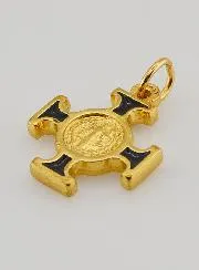 Saint Benedict Golden Cross Pendant - Black - 2 cm