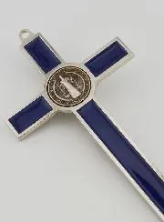Saint Benedict Cross 20 cm - Blue Metal