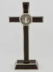 Saint Benedict Cross on Base - 20 cm - Brown Metal