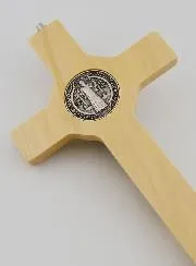 Saint Benedict Light Wood Crucifix - 21 cm