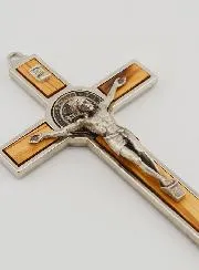 Saint Benedict Olive Wood Cross - 12 cm