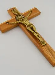 Saint Benedict Olive Wood Crucifix Cross - 25 cm