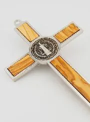 Saint Benedict Olive Wood Crucifix Cross - 21 cm