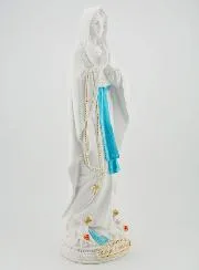 Our Lady of Lourdes & her Golden Rosary Statue - 30 cm