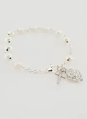 Silver Beads Decade Rosary Bracelet - 19 cm