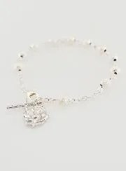 Silver Beads Decade Rosary Bracelet - 19 cm
