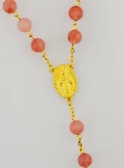Luxury Fashion Rosary with Genuine Quartz Beads on a Gold Chain