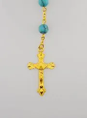 Turquoise Rosary with Gold-Plated Chain