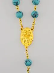 Turquoise Rosary with Gold-Plated Chain