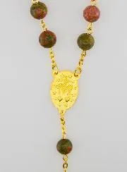 Rosary Unakite Style and Gold Plated Chain