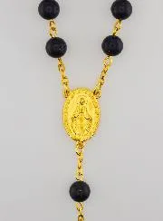 Rosary Sodalite Style Beads and Gold Plated Chain