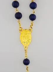 Rosary Lapis Lazuli Style Beads and Gold Chain