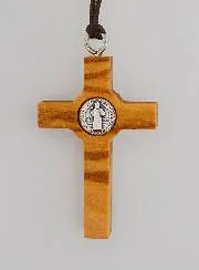 Olive Wood Saint Benedict Cross Pendant - 4,5 cm